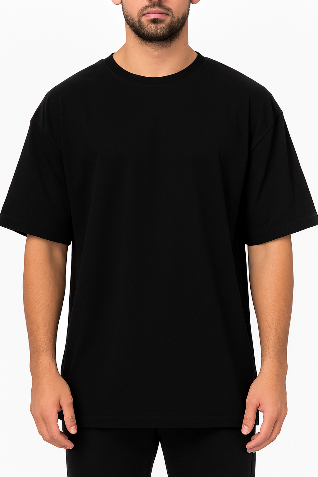 Men's Solid Cotton Black Oversized T-Shirt