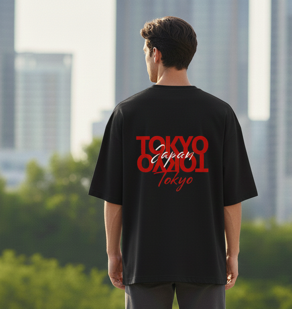 Men's Solid Cotton Black Oversized T-Shirt