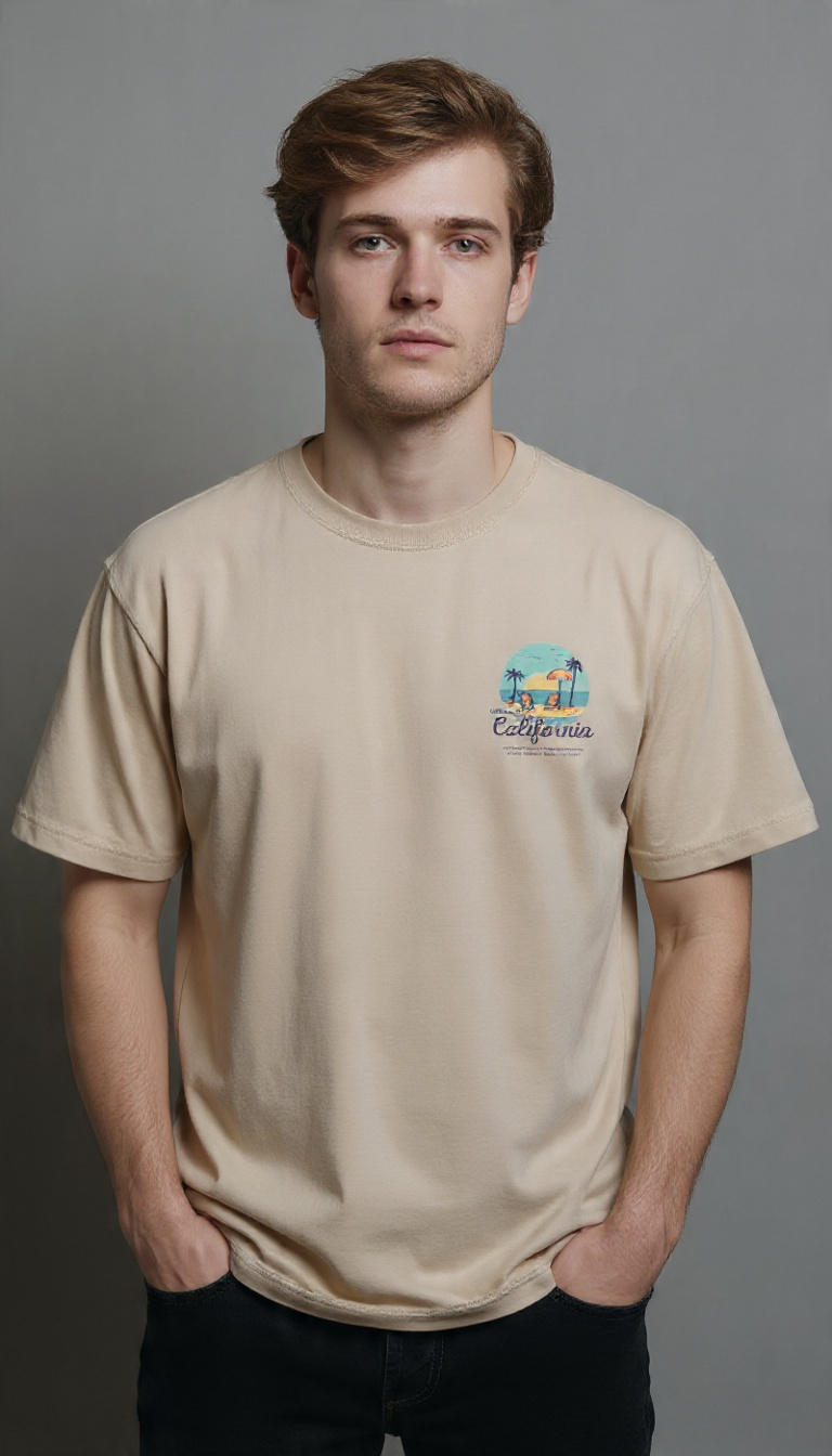 Beige Men's Oversized T-shirt