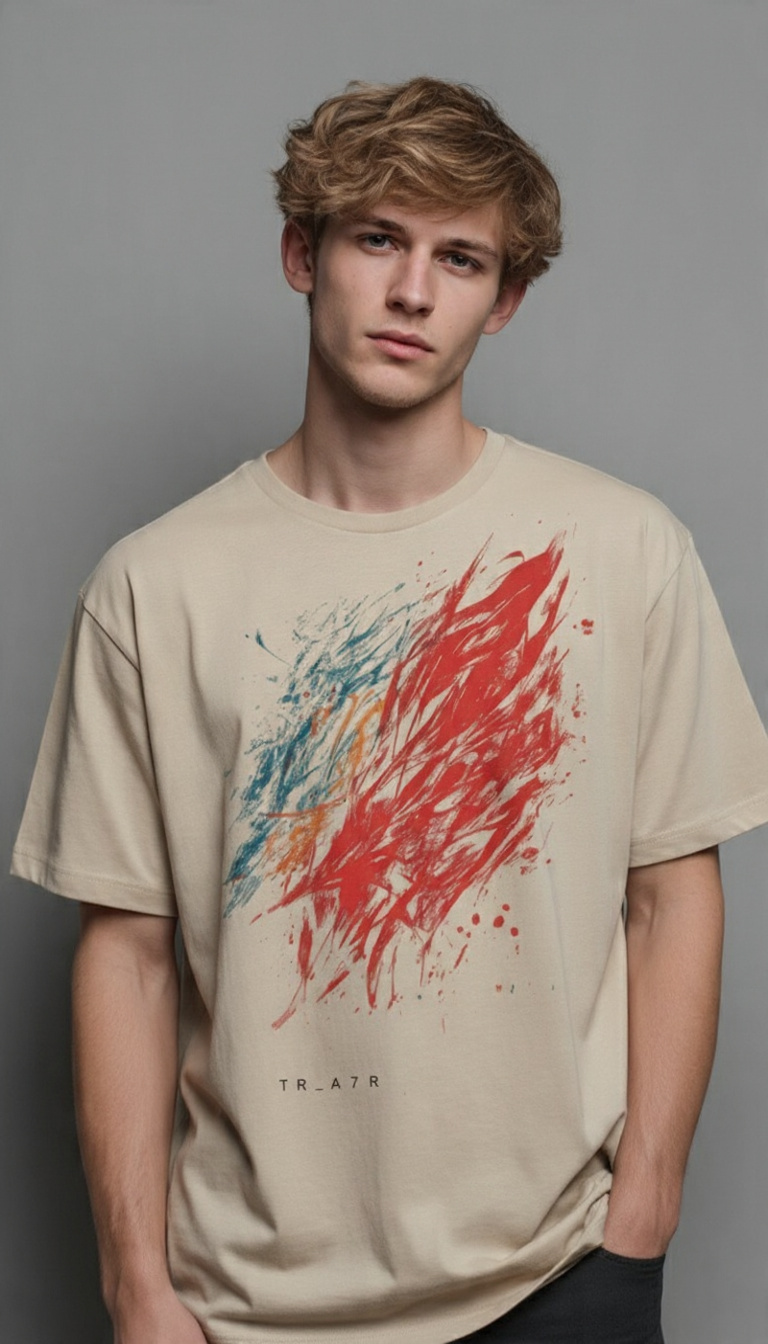 Beige Classic Men's Oversized T-shirt