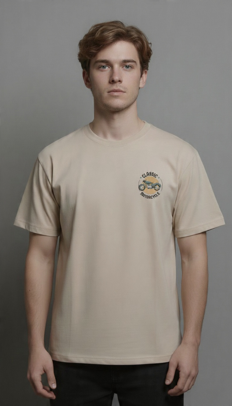Beige solid Oversized T-shirt