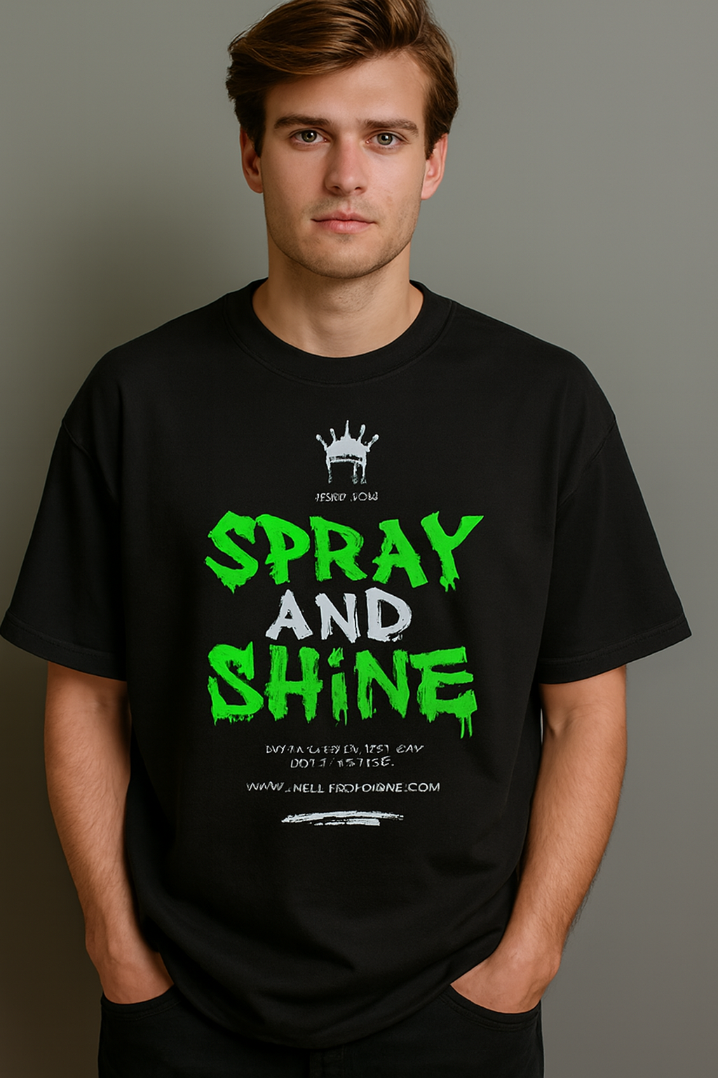 Men's Black Oversized/Loose Fit Crew Neck T-Shirt