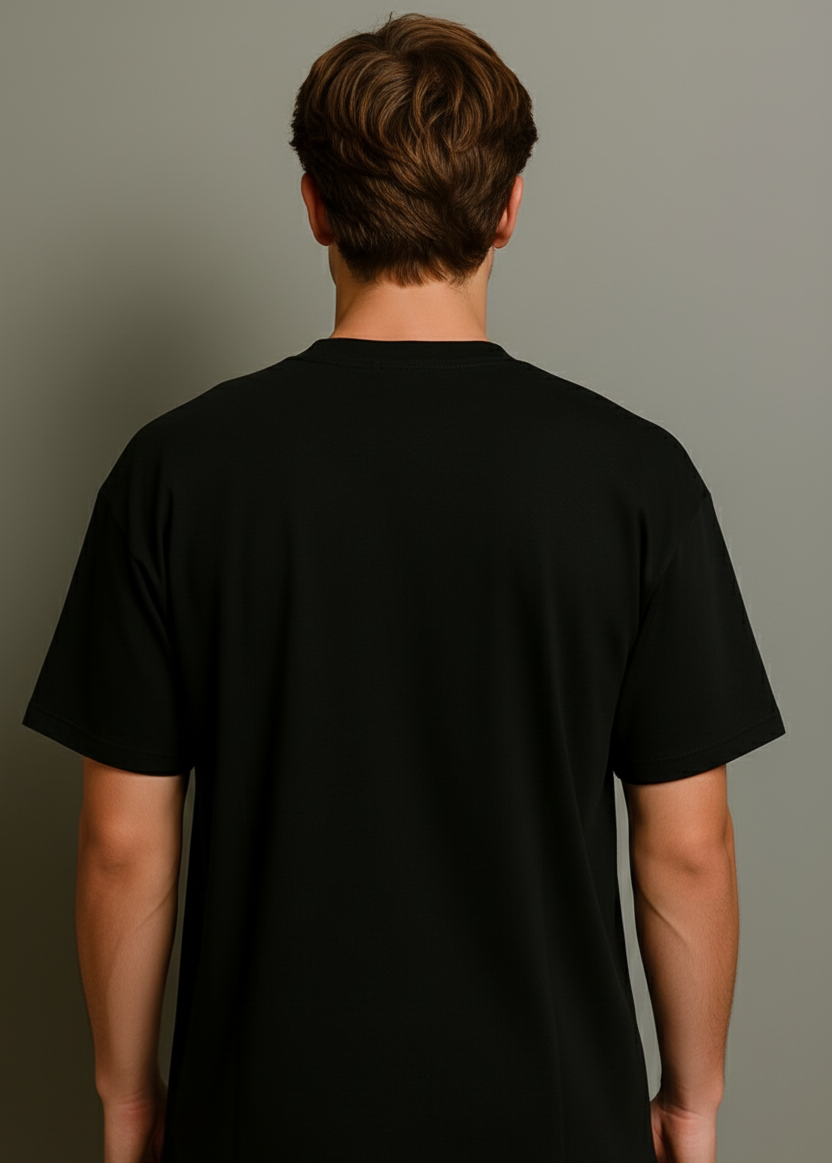 Men's Black Oversized Plain /Loose Fit Crew Neck T-Shirt