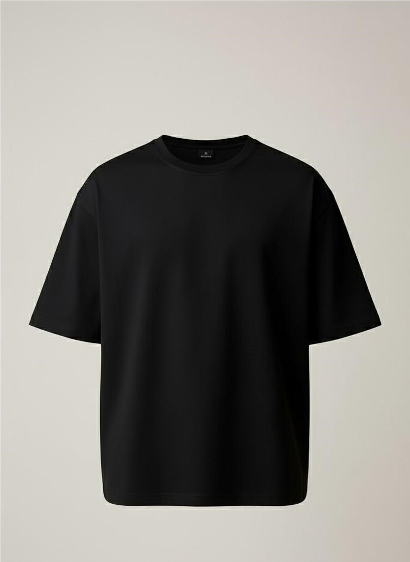 Men's Black Oversized Plain /Loose Fit Crew Neck T-Shirt