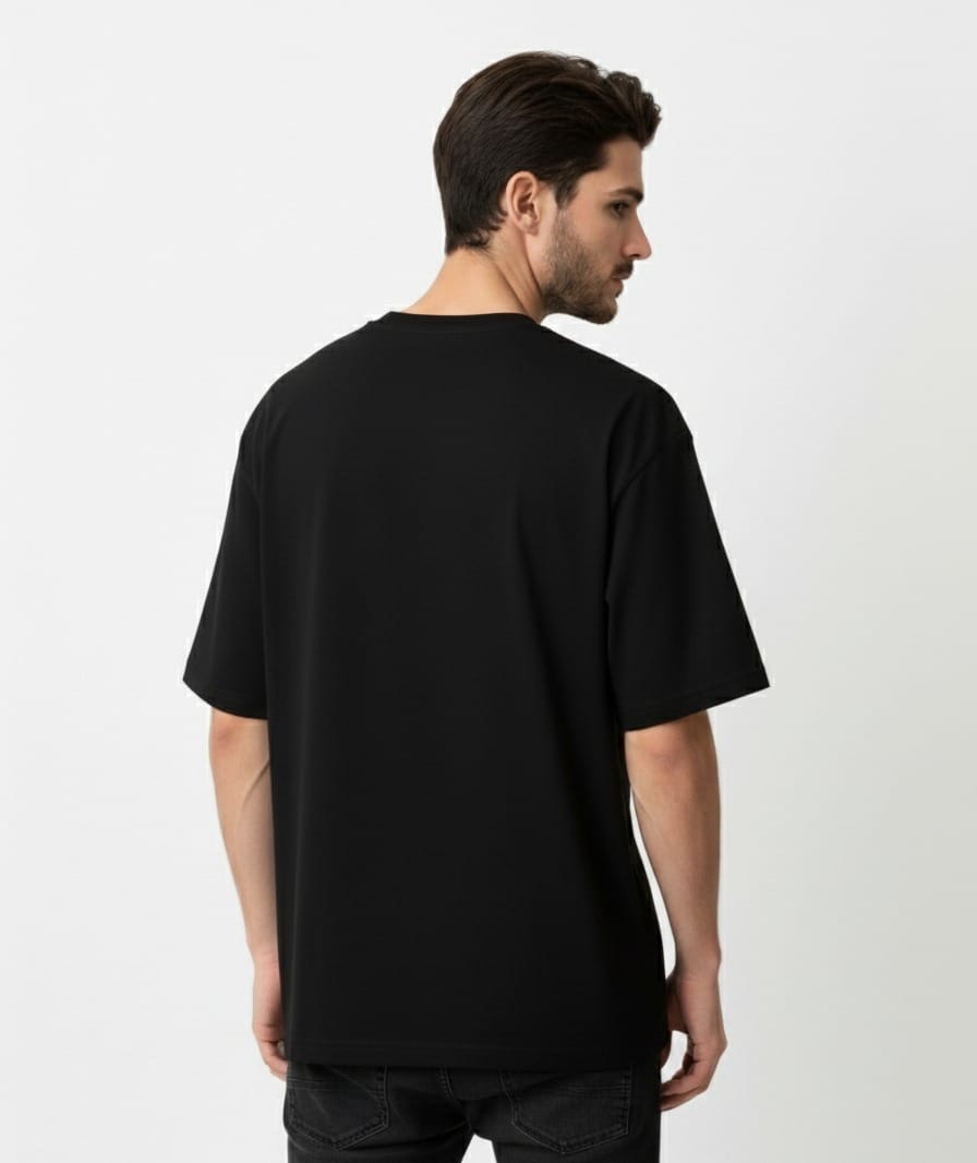 Men's Black Oversized Plain /Loose Fit Crew Neck T-Shirt